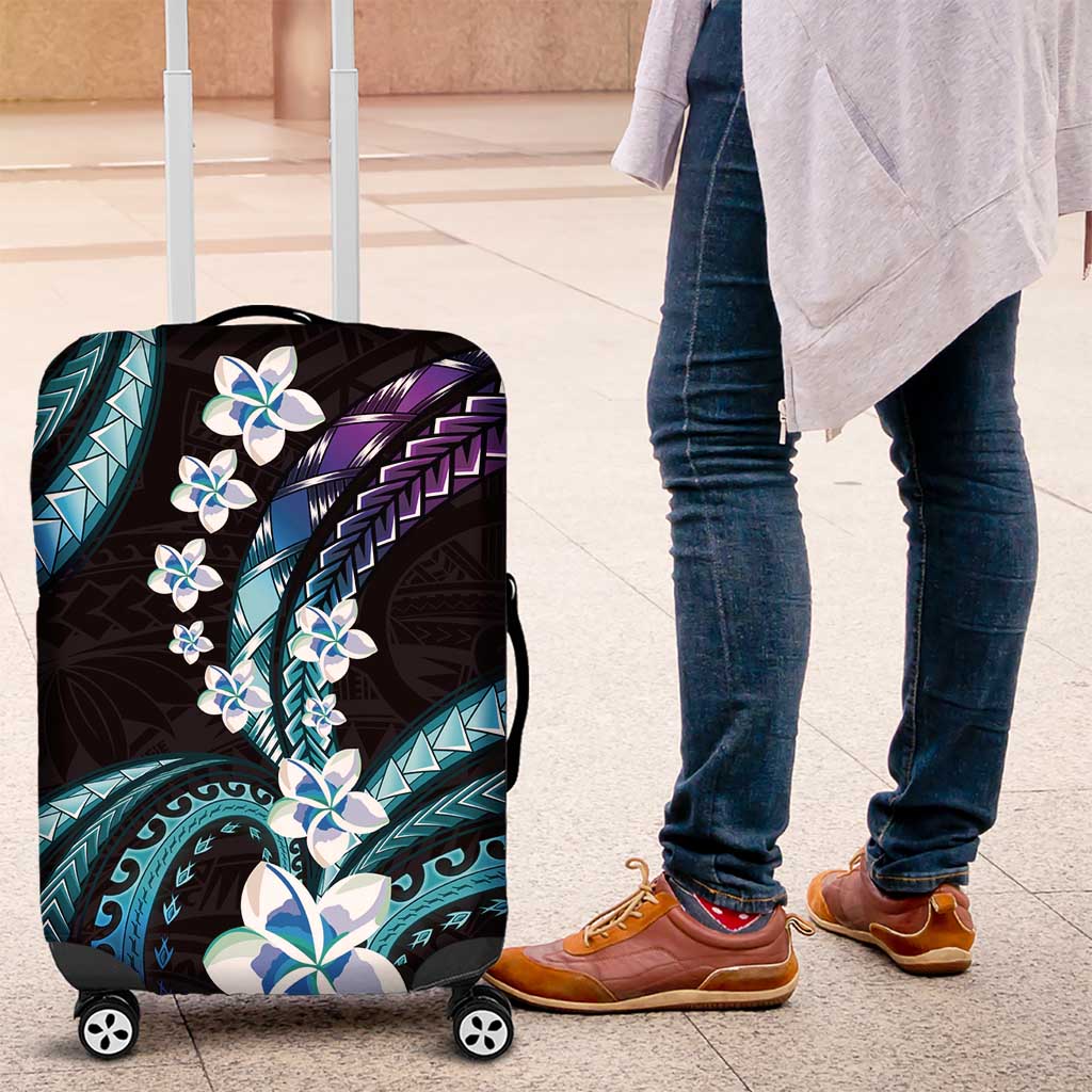 Hawaii Plumeria Luggage Cover Amethyst Gradient Polynesian Pattern