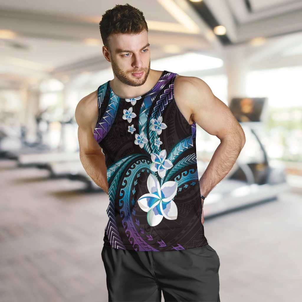 Hawaii Plumeria Men Tank Top Amethyst Gradient Polynesian Pattern