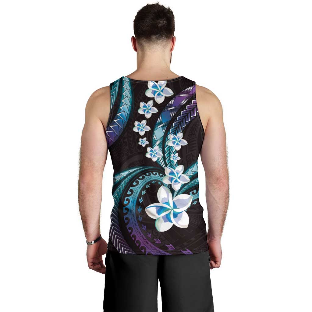 Hawaii Plumeria Men Tank Top Amethyst Gradient Polynesian Pattern