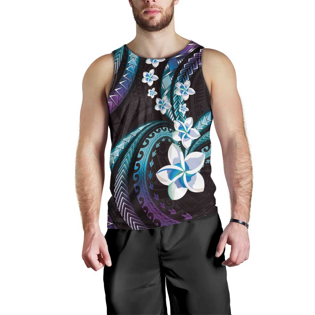 Hawaii Plumeria Men Tank Top Amethyst Gradient Polynesian Pattern