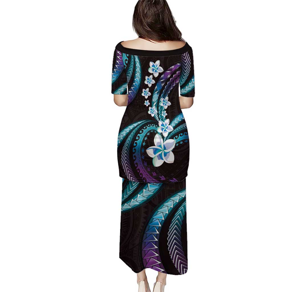 Hawaii Plumeria Puletasi Amethyst Gradient Polynesian Pattern