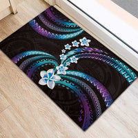 Hawaii Plumeria Rubber Doormat Amethyst Gradient Polynesian Pattern