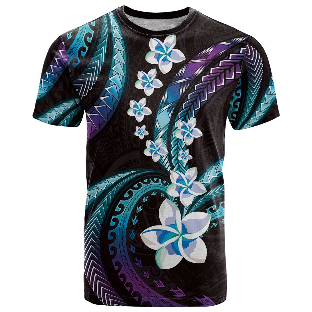 Hawaii Plumeria T Shirt Amethyst Gradient Polynesian Pattern