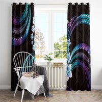 Hawaii Plumeria Window Curtain Amethyst Gradient Polynesian Pattern