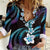 Hawaii Plumeria Women Casual Shirt Amethyst Gradient Polynesian Pattern