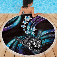 Hawaii Shaka Sign Beach Blanket Fantastic Frangipani Amethyst Gradient