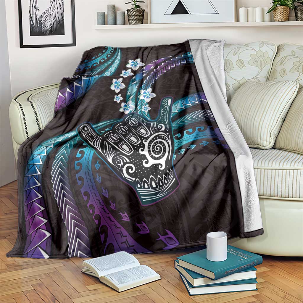 Hawaii Shaka Sign Blanket Fantastic Frangipani Amethyst Gradient