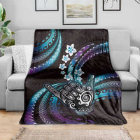 Hawaii Shaka Sign Blanket Fantastic Frangipani Amethyst Gradient