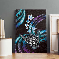 Hawaii Shaka Sign Canvas Wall Art Fantastic Frangipani Amethyst Gradient