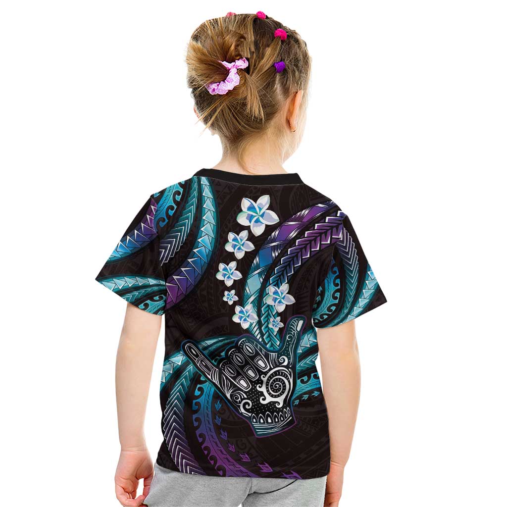 Hawaii Shaka Sign Kid T Shirt Fantastic Frangipani Amethyst Gradient
