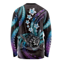 Hawaii Shaka Sign Long Sleeve Shirt Fantastic Frangipani Amethyst Gradient