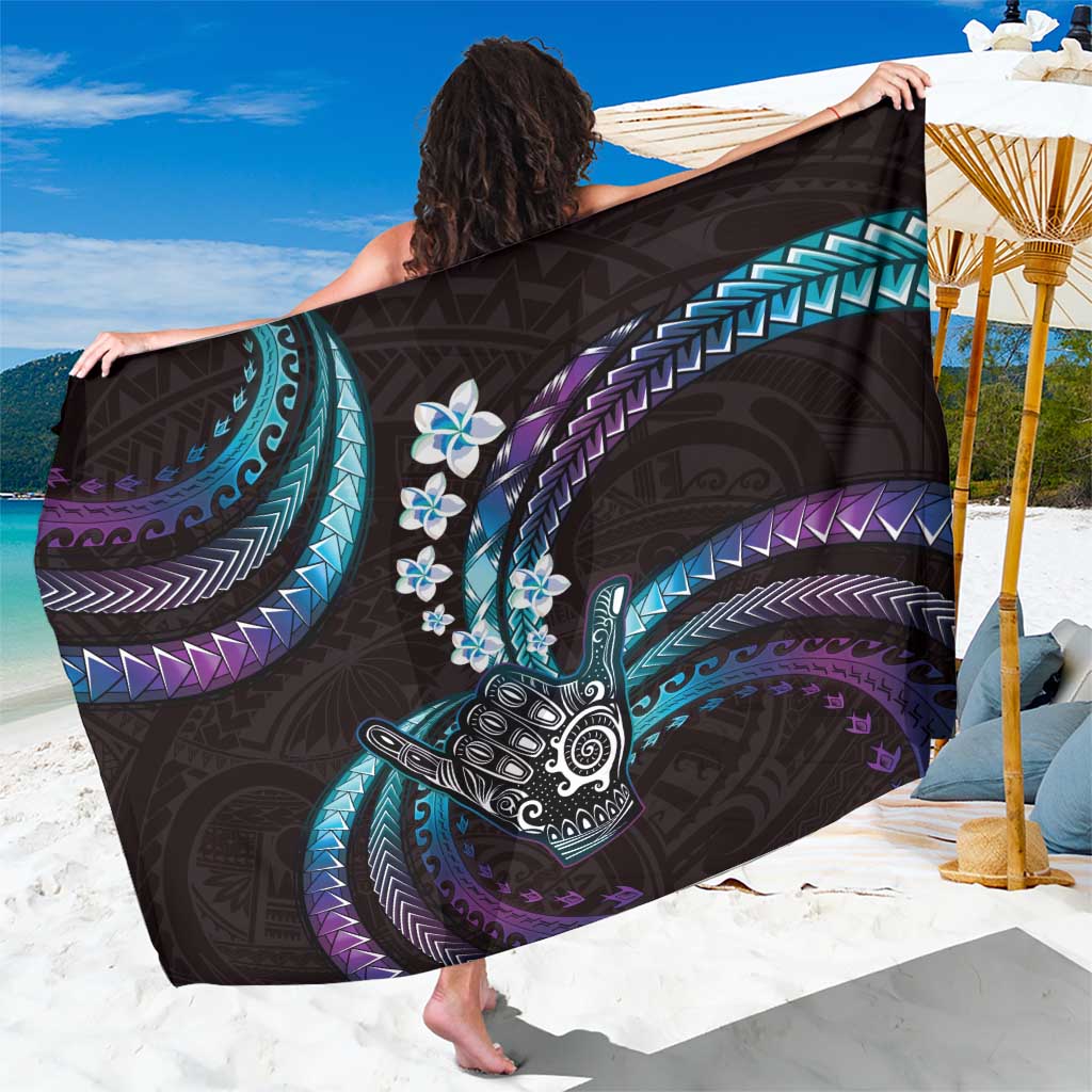 Hawaii Shaka Sign Sarong Fantastic Frangipani Amethyst Gradient