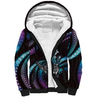 Hawaii Shaka Sign Sherpa Hoodie Fantastic Frangipani Amethyst Gradient