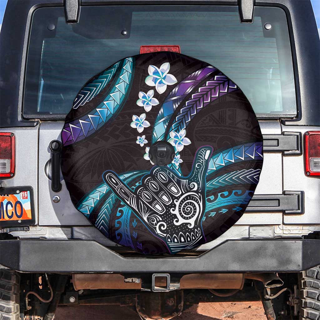Hawaii Shaka Sign Spare Tire Cover Fantastic Frangipani Amethyst Gradient