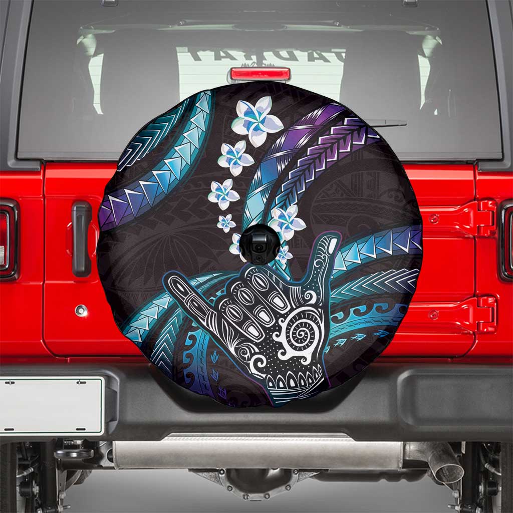 Hawaii Shaka Sign Spare Tire Cover Fantastic Frangipani Amethyst Gradient