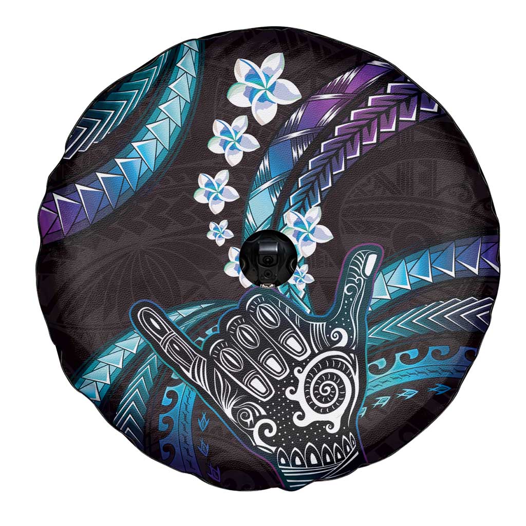 Hawaii Shaka Sign Spare Tire Cover Fantastic Frangipani Amethyst Gradient