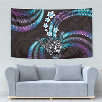 Hawaii Shaka Sign Tapestry Fantastic Frangipani Amethyst Gradient