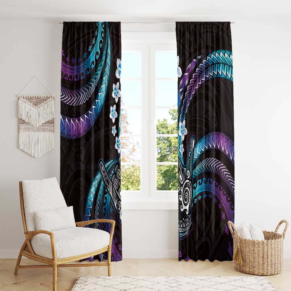 Hawaii Shaka Sign Window Curtain Fantastic Frangipani Amethyst Gradient