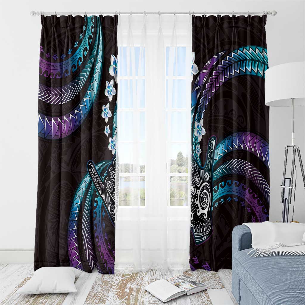 Hawaii Shaka Sign Window Curtain Fantastic Frangipani Amethyst Gradient