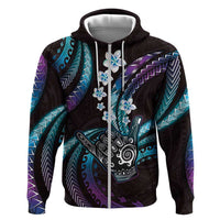 Hawaii Shaka Sign Zip Hoodie Fantastic Frangipani Amethyst Gradient