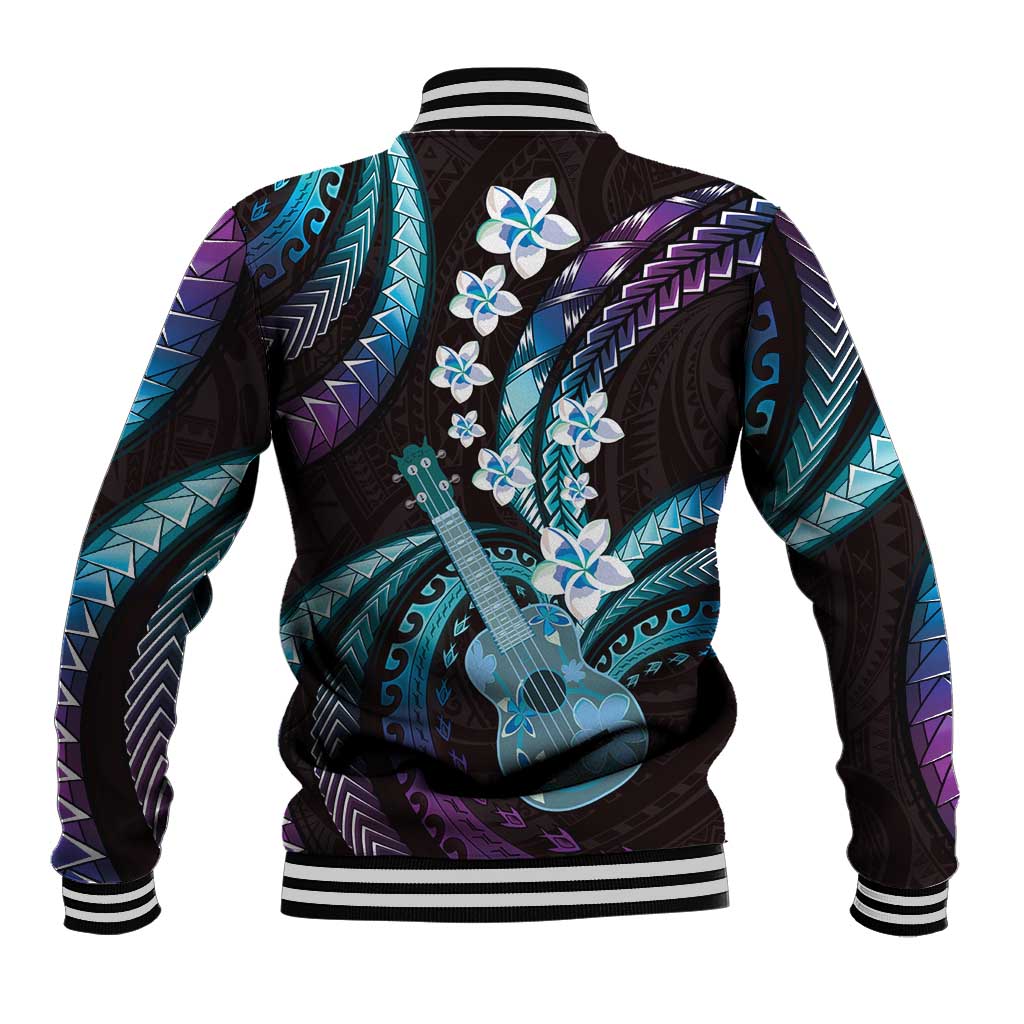 Hawaiian Ukulele Baseball Jacket Amethyst Gradient Fantastic Plumeria
