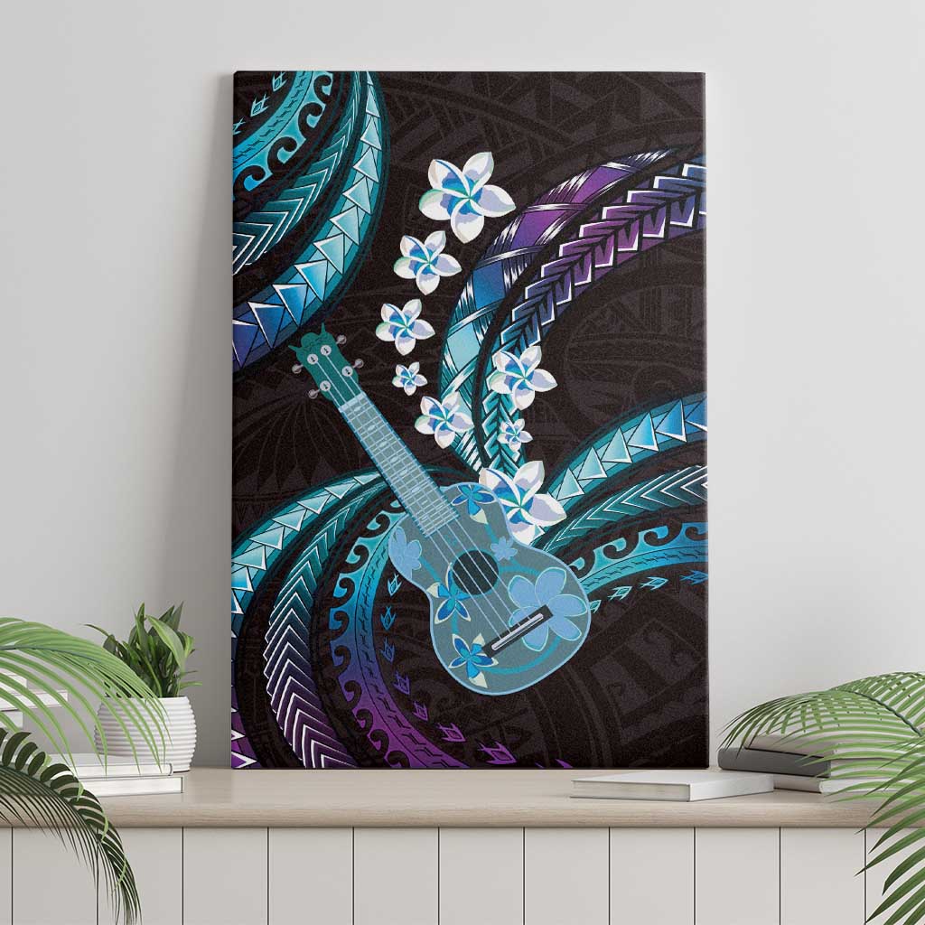 Hawaiian Ukulele Canvas Wall Art Amethyst Gradient Fantastic Plumeria