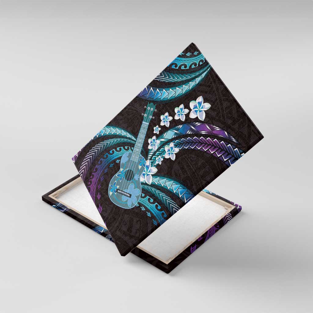 Hawaiian Ukulele Canvas Wall Art Amethyst Gradient Fantastic Plumeria