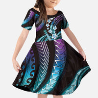Hawaiian Ukulele Family Matching Off Shoulder Maxi Dress and Hawaiian Shirt Amethyst Gradient Fantastic Plumeria