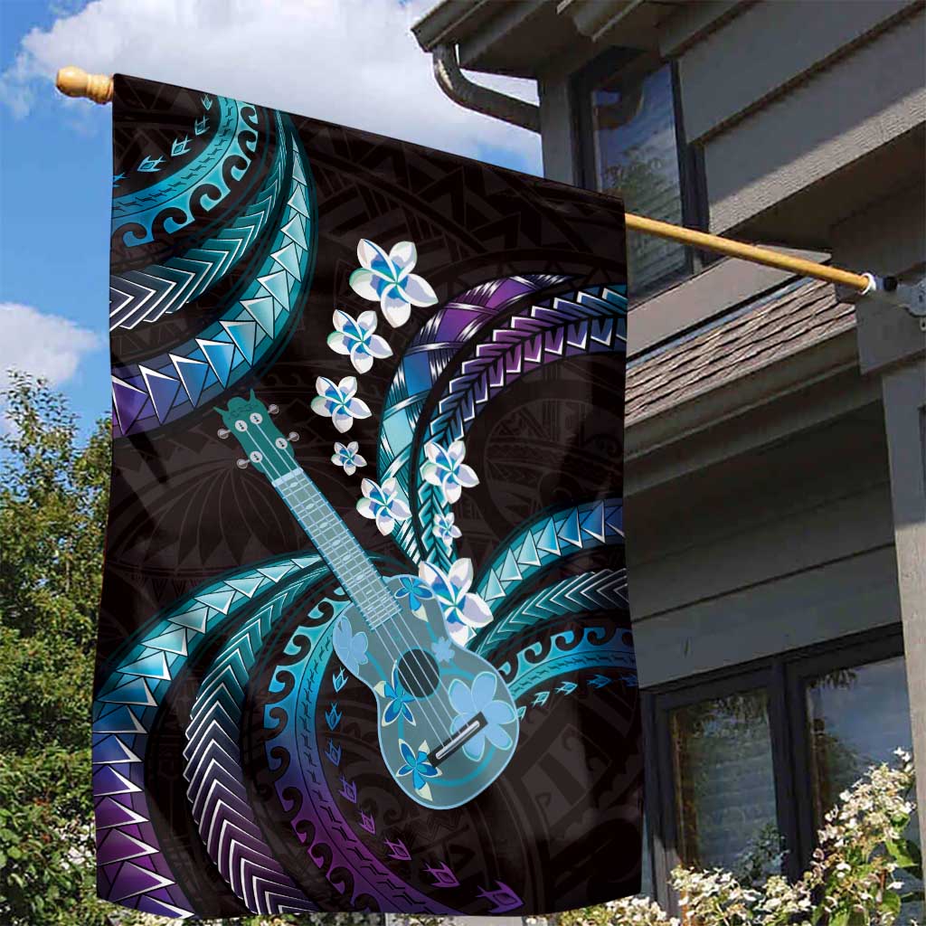 Hawaiian Ukulele Garden Flag Amethyst Gradient Fantastic Plumeria