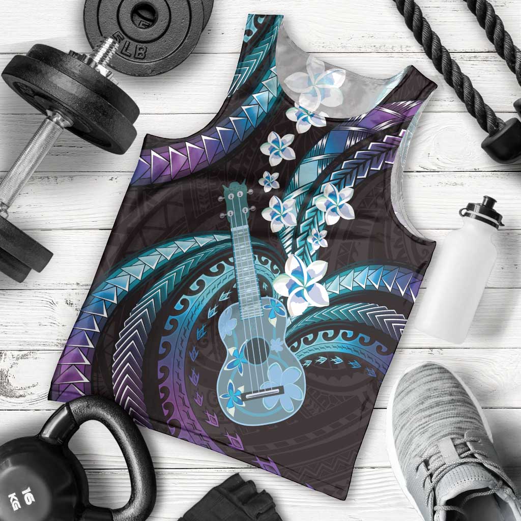 Hawaiian Ukulele Men Tank Top Amethyst Gradient Fantastic Plumeria