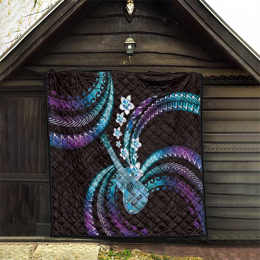 Hawaiian Ukulele Quilt Amethyst Gradient Fantastic Plumeria