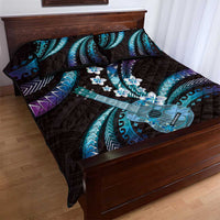 Hawaiian Ukulele Quilt Bed Set Amethyst Gradient Fantastic Plumeria