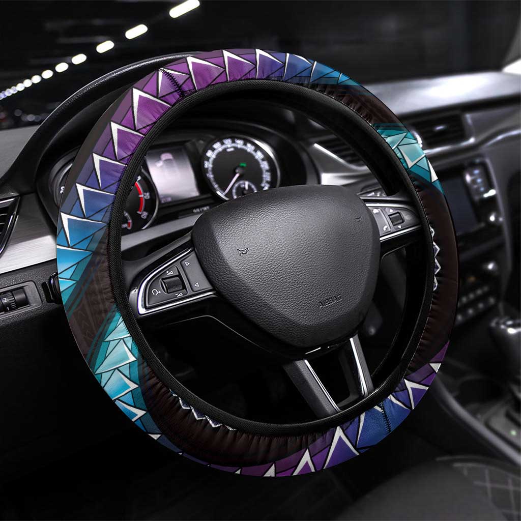 Hawaiian Ukulele Steering Wheel Cover Amethyst Gradient Fantastic Plumeria