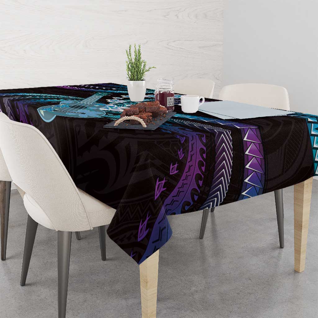 Hawaiian Ukulele Tablecloth Amethyst Gradient Fantastic Plumeria