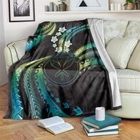 Hawaii Map Kanaka Maoli Blanket Fantastic Frangipani Chartreuse Cyan
