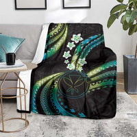 Hawaii Map Kanaka Maoli Blanket Fantastic Frangipani Chartreuse Cyan