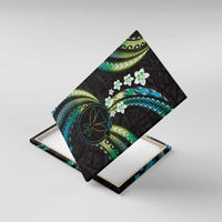 Hawaii Map Kanaka Maoli Canvas Wall Art Fantastic Frangipani Chartreuse Cyan