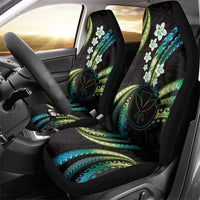 Hawaii Map Kanaka Maoli Car Seat Cover Fantastic Frangipani Chartreuse Cyan