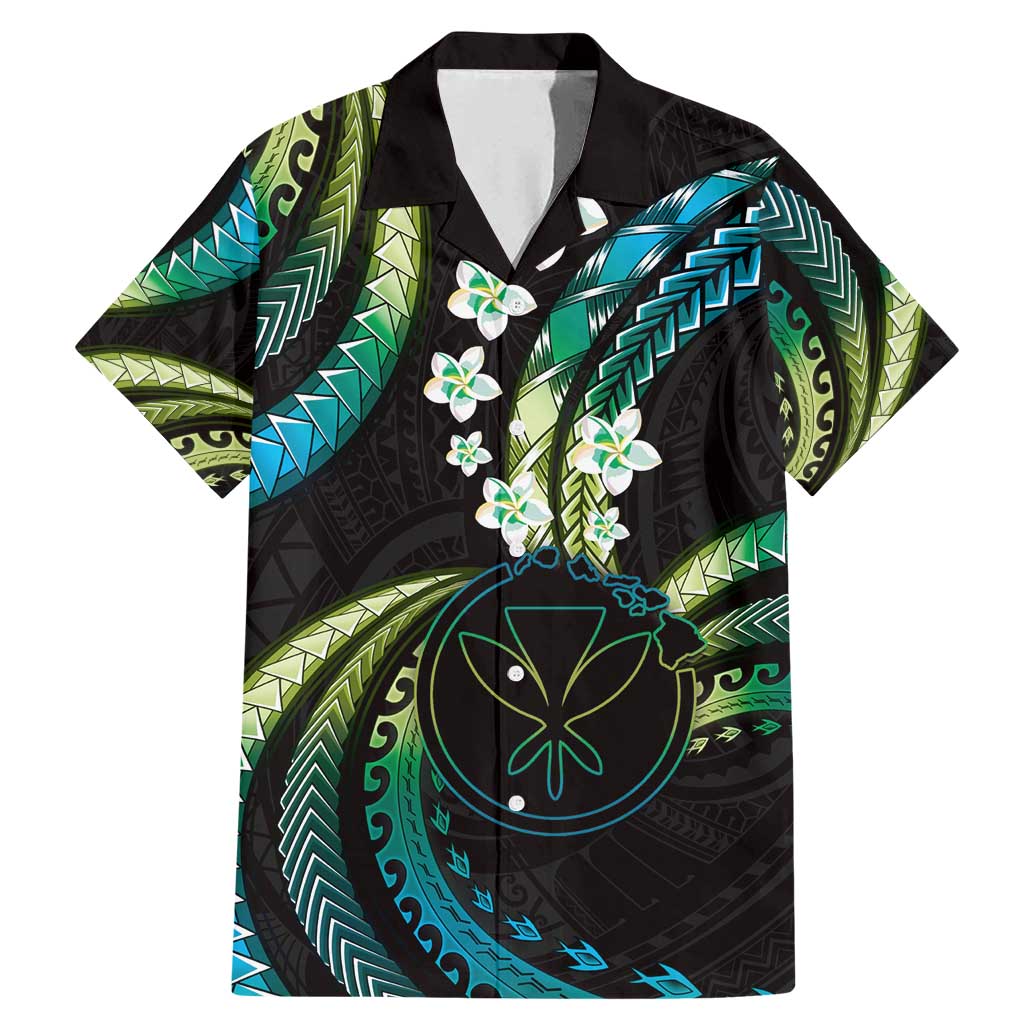 Hawaii Map Kanaka Maoli Family Matching Mermaid Dress and Hawaiian Shirt Fantastic Frangipani Chartreuse Cyan