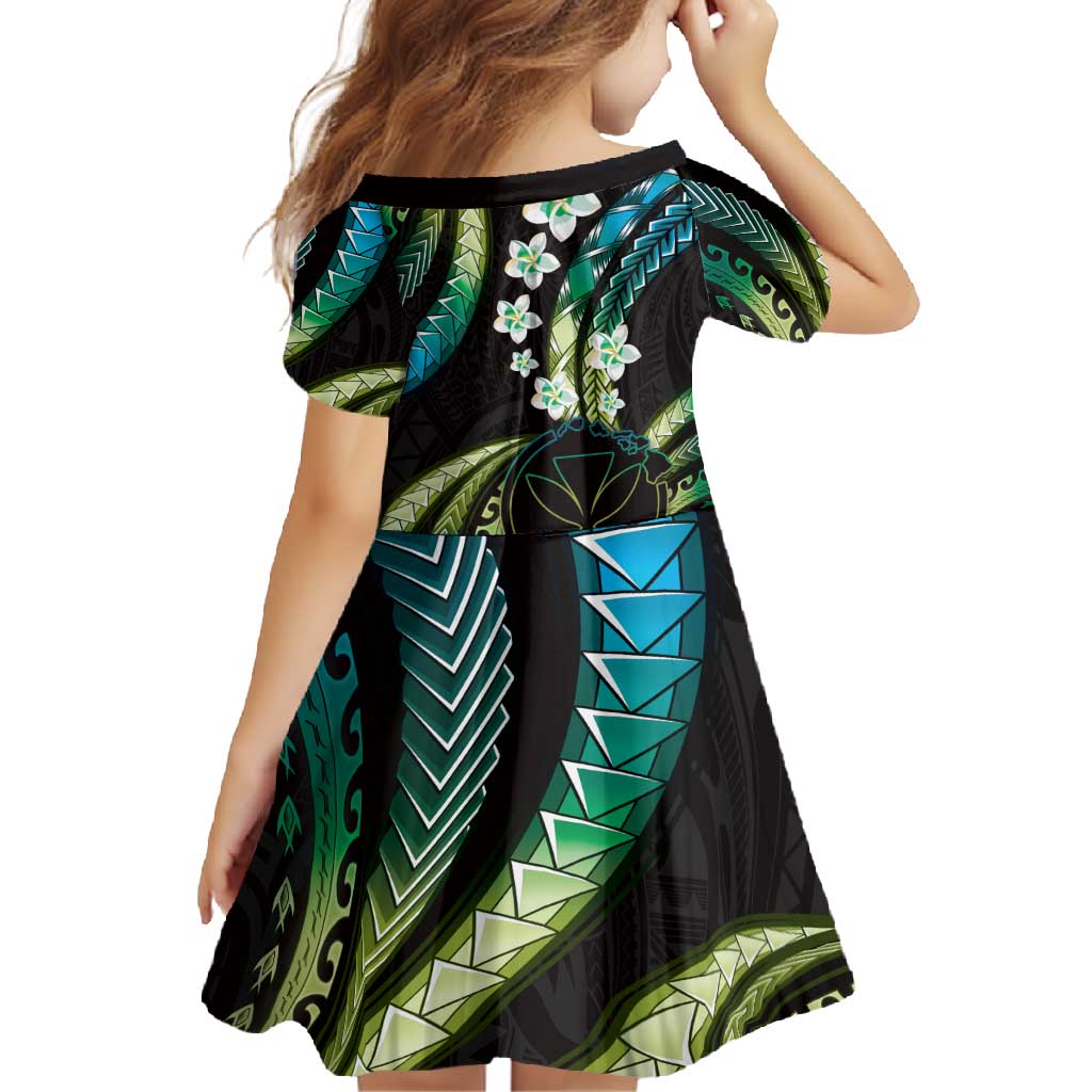 Hawaii Map Kanaka Maoli Family Matching Off Shoulder Maxi Dress and Hawaiian Shirt Fantastic Frangipani Chartreuse Cyan
