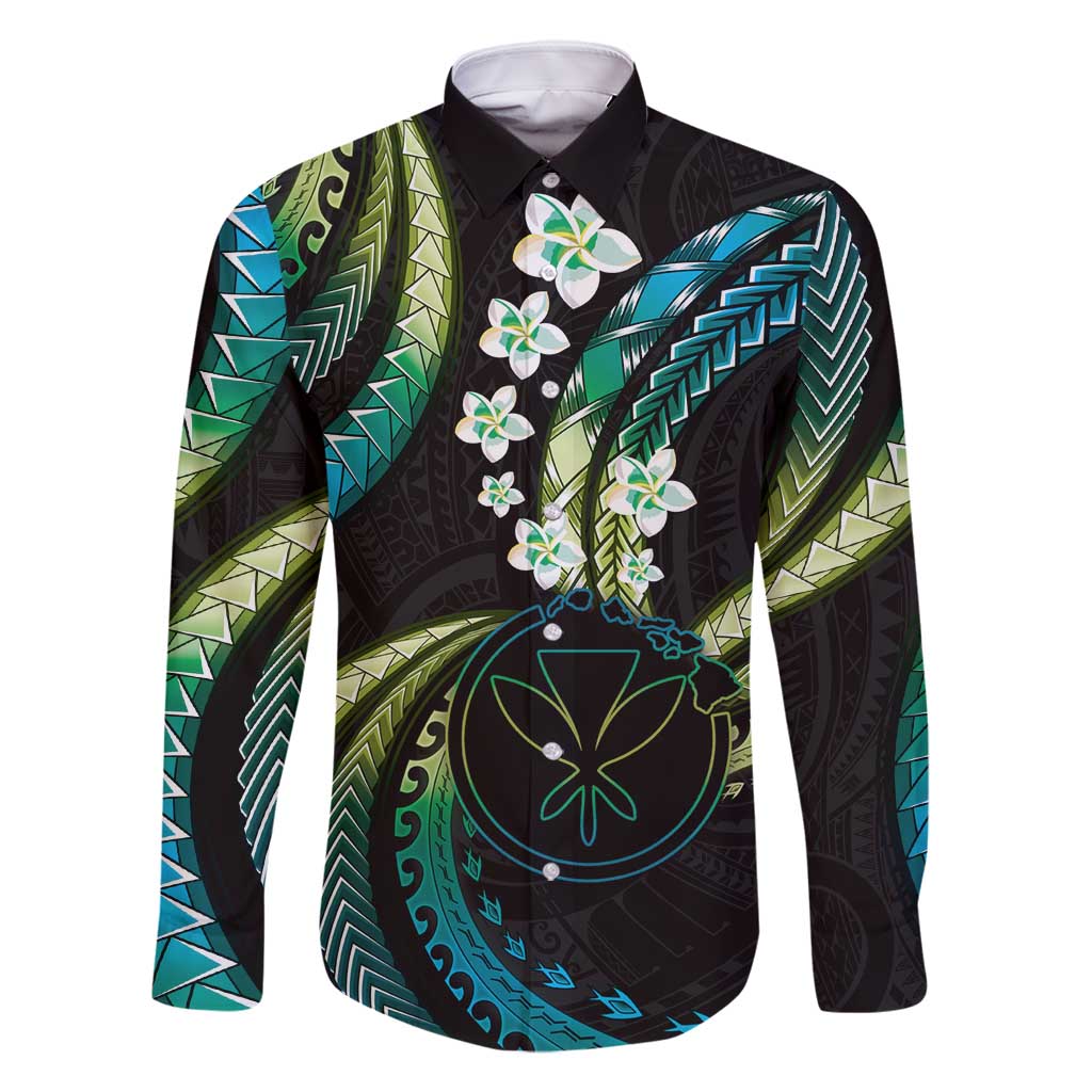 Hawaii Map Kanaka Maoli Family Matching Off Shoulder Maxi Dress and Hawaiian Shirt Fantastic Frangipani Chartreuse Cyan