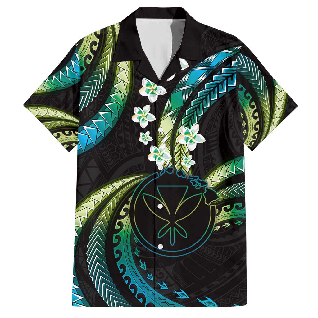 Hawaii Map Kanaka Maoli Family Matching Tank Maxi Dress and Hawaiian Shirt Fantastic Frangipani Chartreuse Cyan