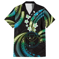 Hawaii Map Kanaka Maoli Family Matching Tank Maxi Dress and Hawaiian Shirt Fantastic Frangipani Chartreuse Cyan