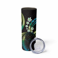 Hawaii Map Kanaka Maoli Skinny Tumbler Fantastic Frangipani Chartreuse Cyan