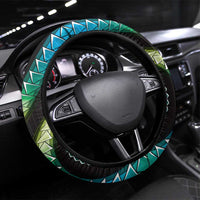 Hawaii Map Kanaka Maoli Steering Wheel Cover Fantastic Frangipani Chartreuse Cyan