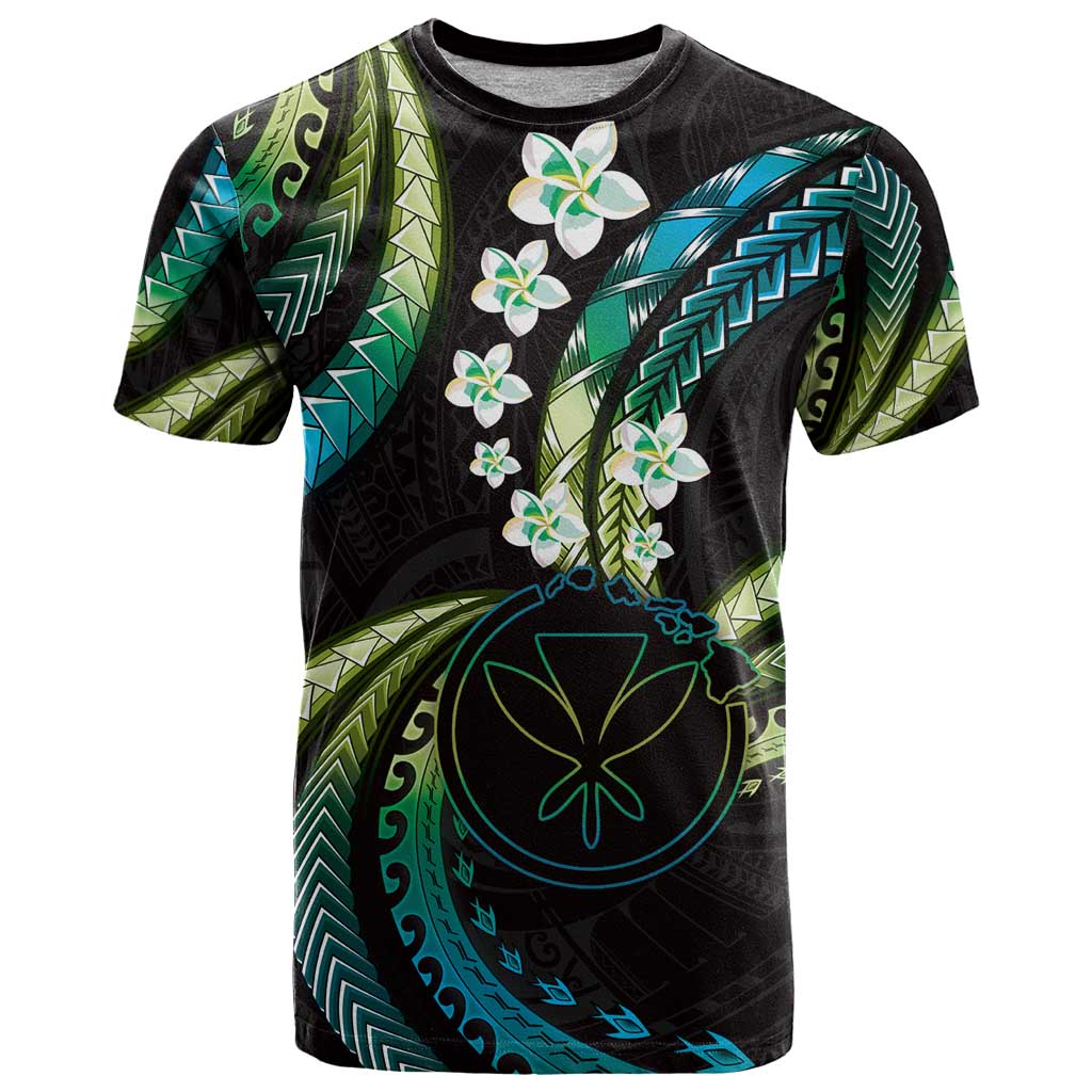 Hawaii Map Kanaka Maoli T Shirt Fantastic Frangipani Chartreuse Cyan