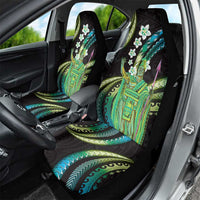 Hawaii King Kamehameha Car Seat Cover Fantastic Plumeria Chartreuse Cyan