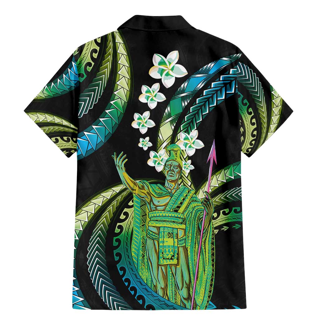 Hawaii King Kamehameha Family Matching Mermaid Dress and Hawaiian Shirt Fantastic Plumeria Chartreuse Cyan