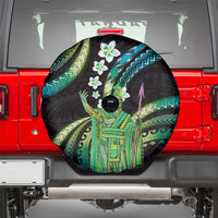 Hawaii King Kamehameha Spare Tire Cover Fantastic Plumeria Chartreuse Cyan