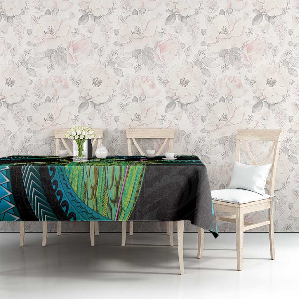 Hawaii King Kamehameha Tablecloth Fantastic Plumeria Chartreuse Cyan